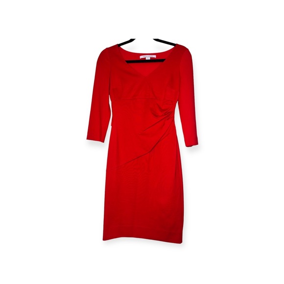 Diane Von Furstenberg ๐ Bevin 3/4 Sleeve Dress, Red, Size 0. Never Worn. - Picture 4 of 9